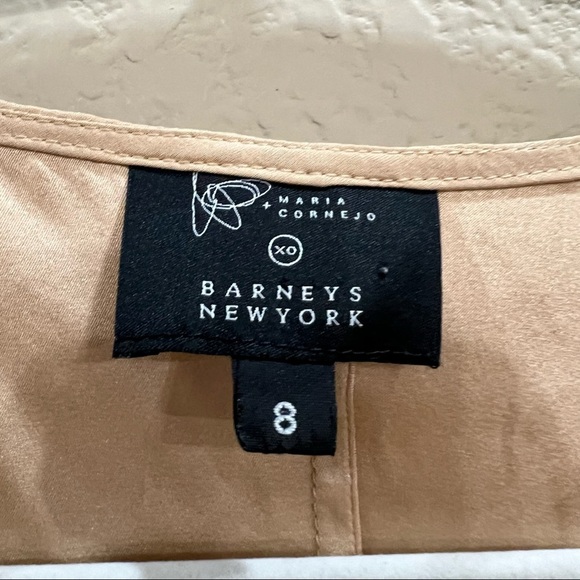 Maria + Cornejo Silk Blouse Womens Sz 8 Gold Brown Oversized Draped Pleated Read - Picture 4 of 9